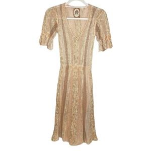 Vintage Granny Purl Knit Maxi Dress Small